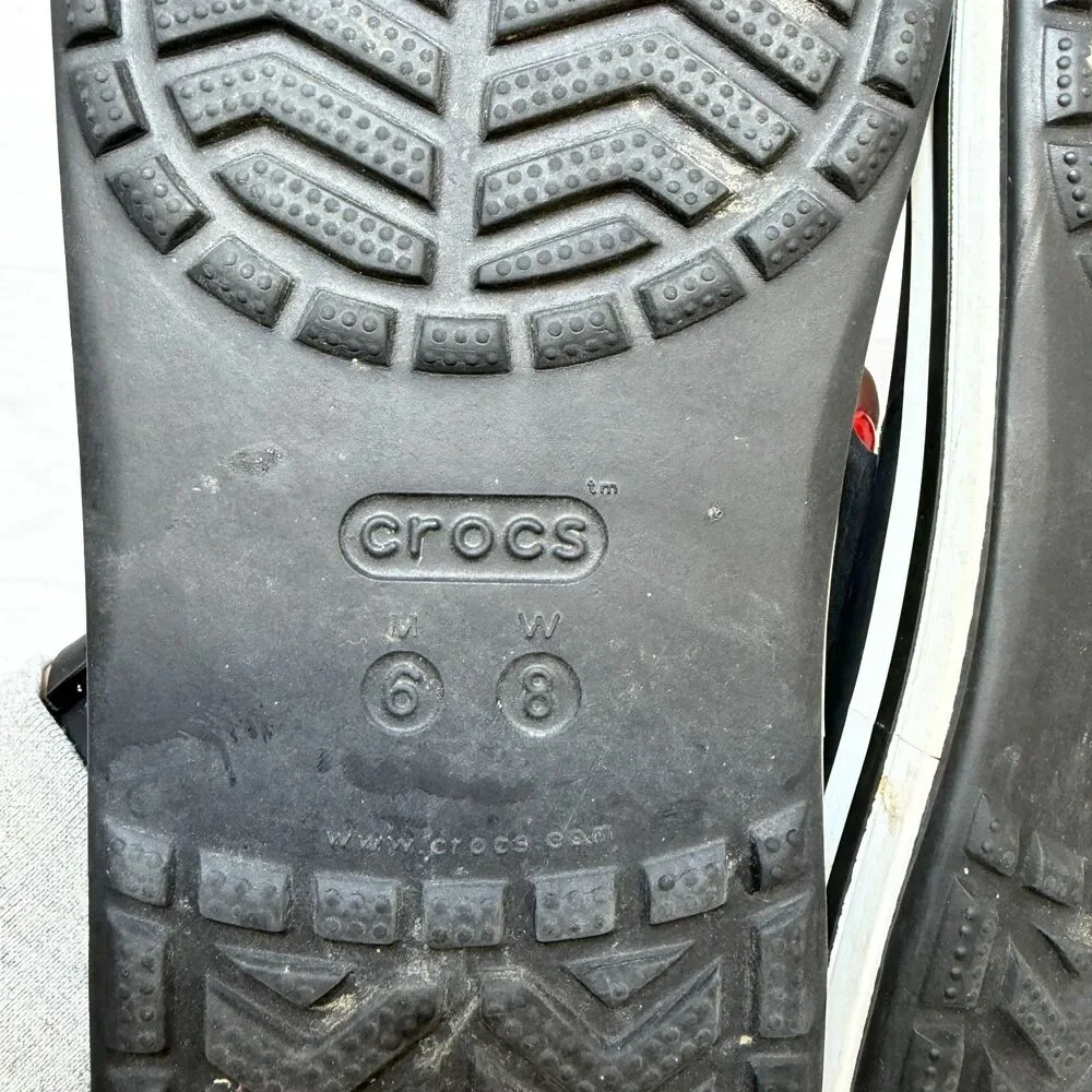 Crocs Bayaband Thong Flip‎ Flops Unisex Size 6M/8W Black Leather Casual Comfort